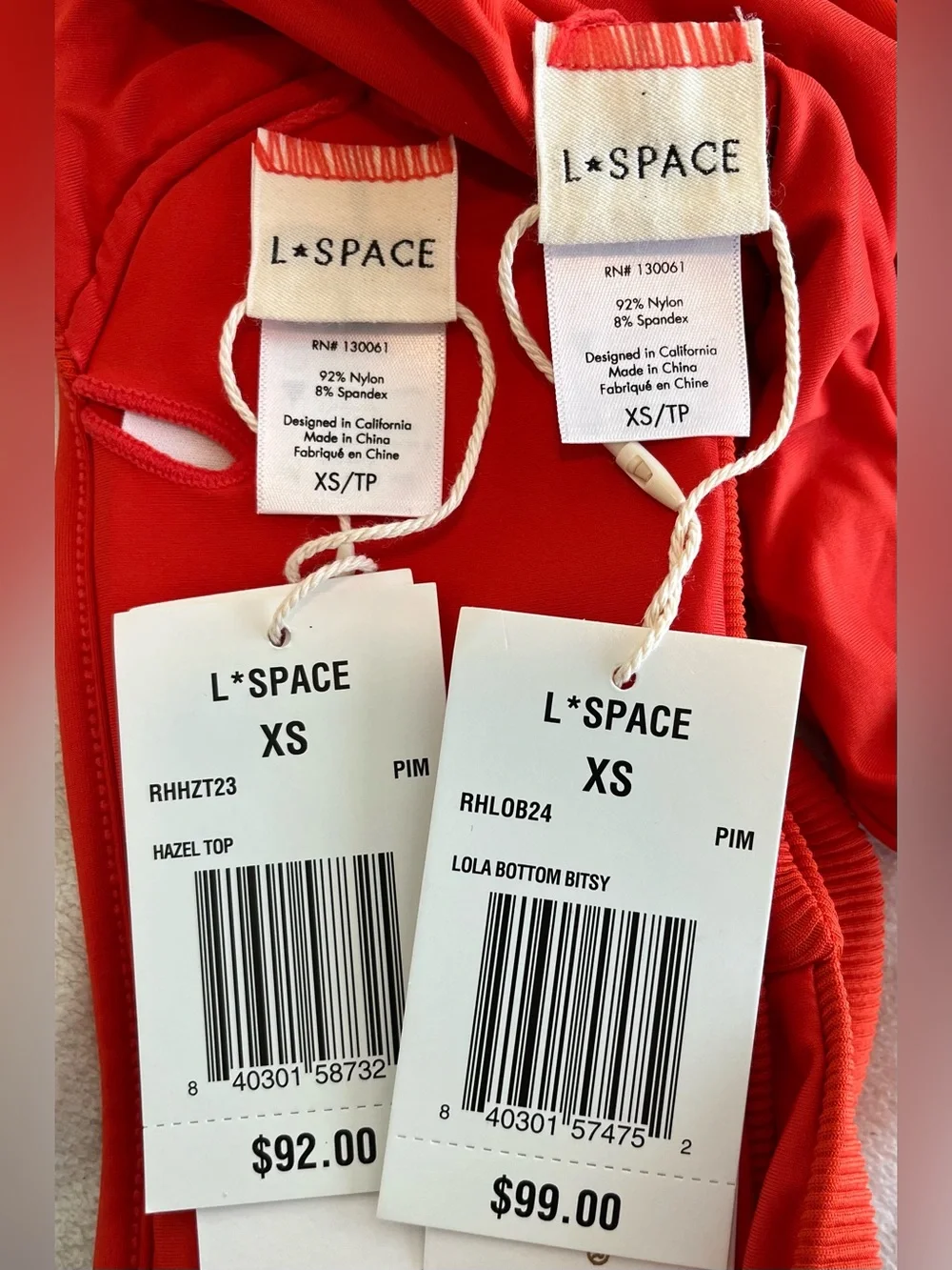 L*Space Bikini Set Hazel Top & Lola Bitsy Bottom XS Pimento Red Resortwear Swim